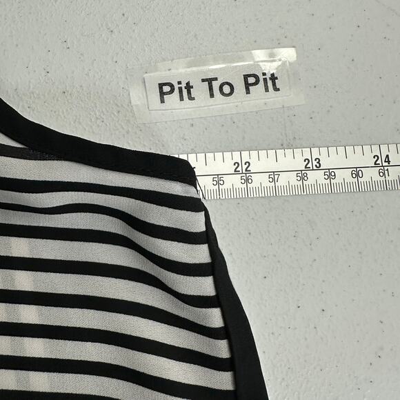 Cato Womens Top Size L Sleeveless Stripe Asymmetrical Bold Modern Artsy Layered - Picture 6 of 8